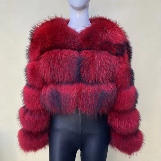 Crimson Raccoon Fur 3-Sleeve 5-Section / XXXL