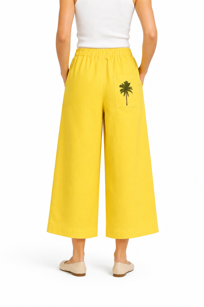 Women’s Palm Embroidered Wide-Leg Pants