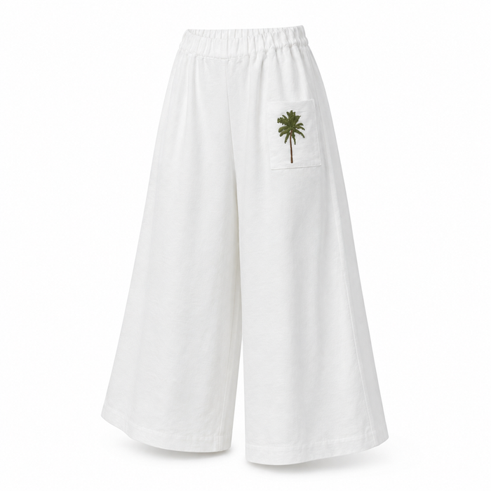 Women’s Palm Embroidered Wide-Leg Pants