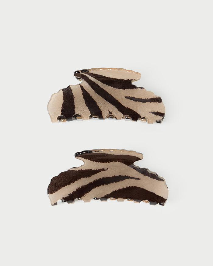 Yuri Zebra Hair Clip Set. Two Hair clips.