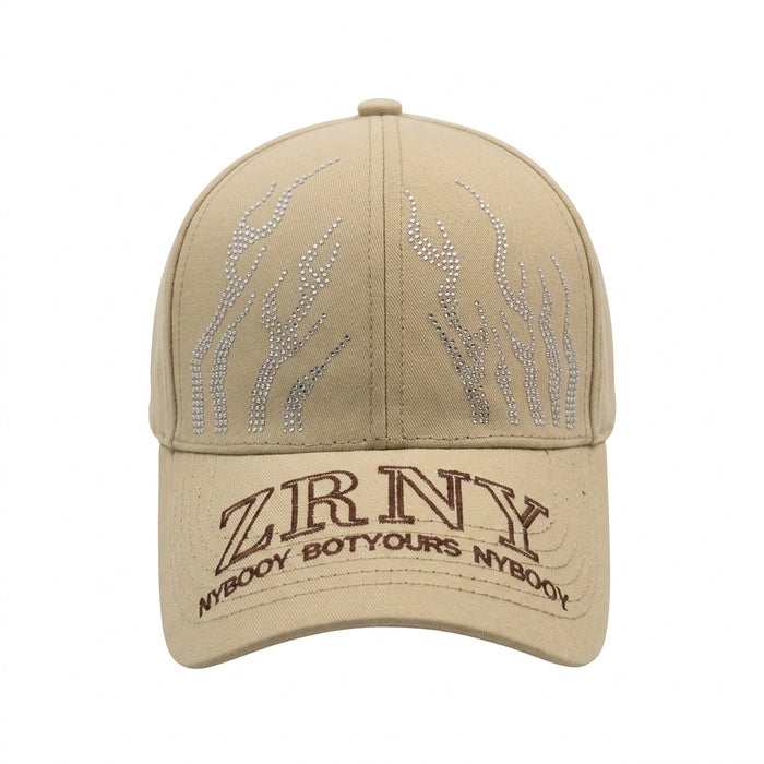 Zrny Rhinestone Flame Baseball Cap